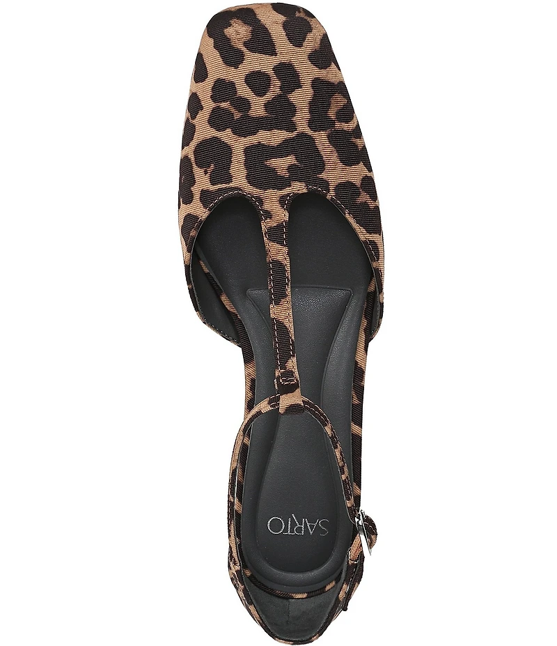 Sarto by Franco Sarto Delmira Leopard Print T-Strap Flats
