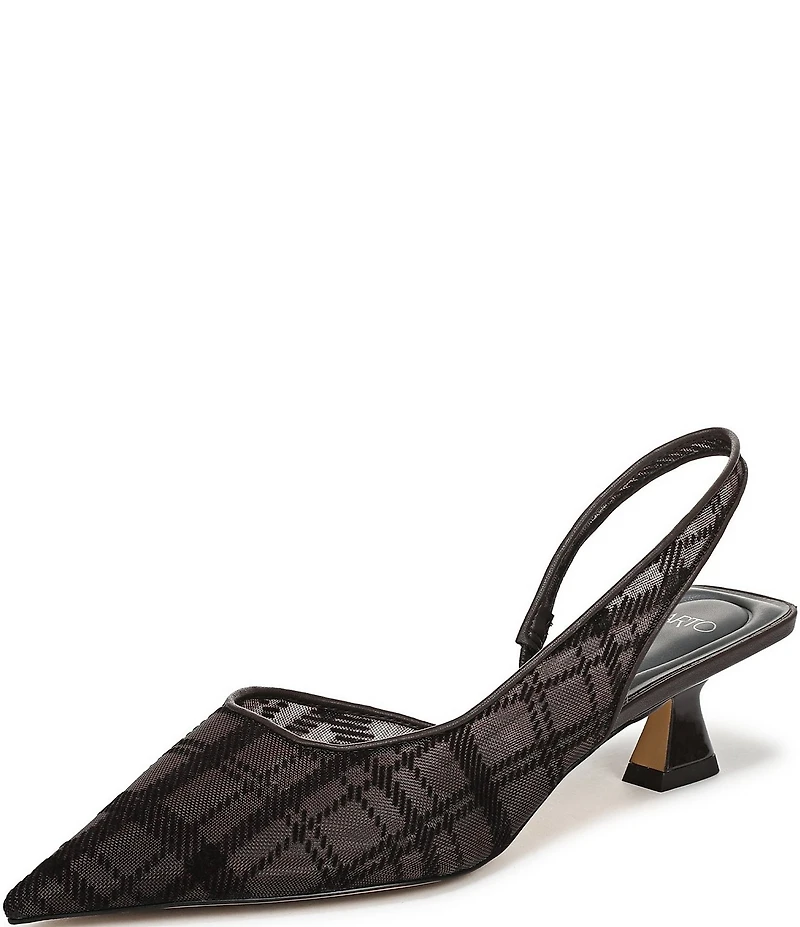 Sarto by Franco Sarto Devin Plaid Mesh Pointed Toe Slingback Pumps