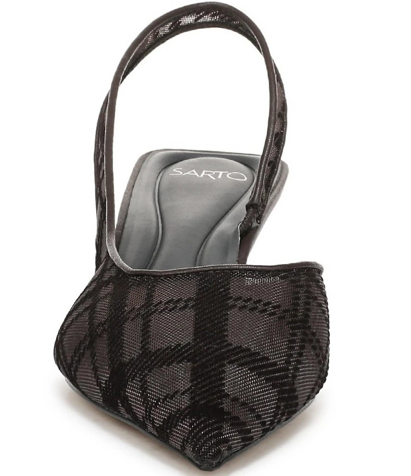 Sarto by Franco Sarto Devin Plaid Mesh Pointed Toe Slingback Pumps