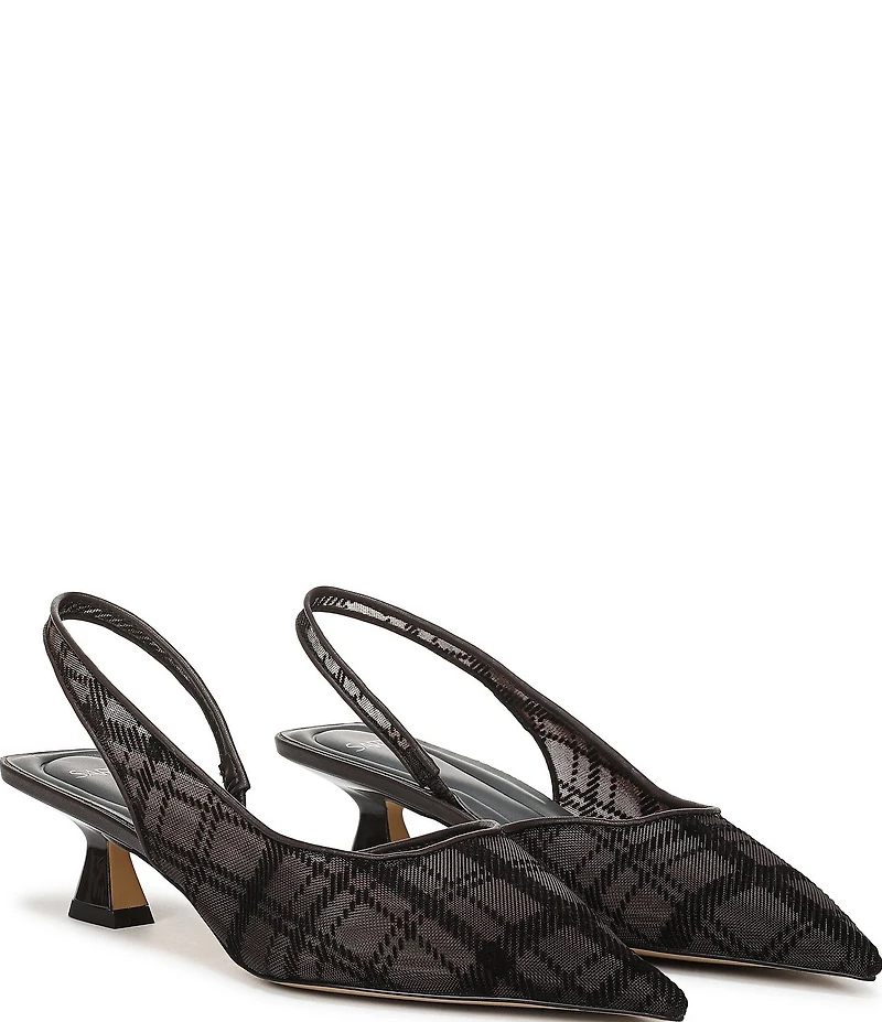 Sarto by Franco Sarto Devin Plaid Mesh Pointed Toe Slingback Pumps