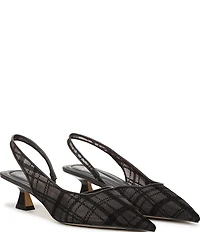 Sarto by Franco Sarto Devin Plaid Mesh Pointed Toe Slingback Pumps