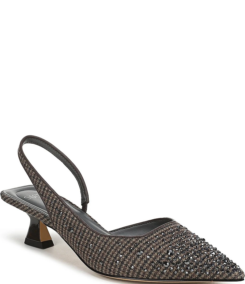 Sarto by Franco Sarto Devin Rhinestone Embellished Houndstooth Pointed Toe Slingback Pumps