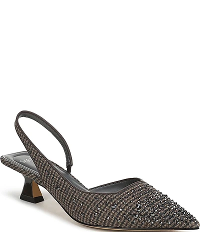 Sarto by Franco Sarto Devin Rhinestone Embellished Houndstooth Pointed Toe Slingback Pumps