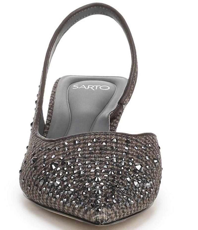 Sarto by Franco Sarto Devin Rhinestone Embellished Houndstooth Pointed Toe Slingback Pumps