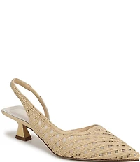 Sarto by Franco Sarto Devin Woven Pointed Toe Slingback Kitten Heel Pumps