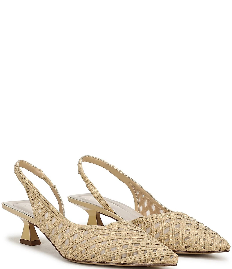 Sarto by Franco Sarto Devin Woven Pointed Toe Slingback Kitten Heel Pumps