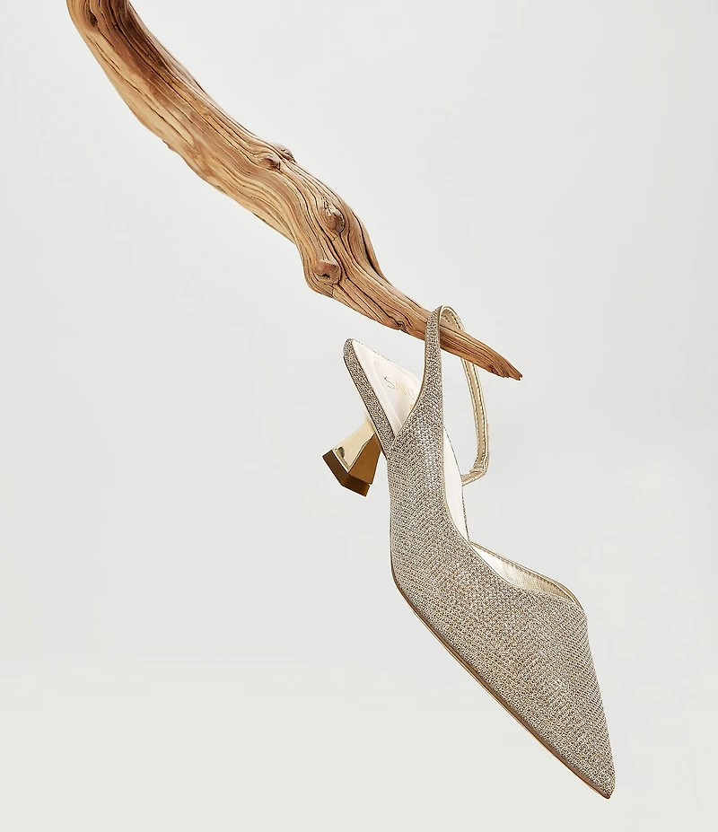 Sarto by Franco Sarto Devin 2 Metallic Fabric Kitten Heel Slingback Pumps