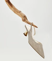 Sarto by Franco Sarto Devin 2 Metallic Fabric Kitten Heel Slingback Pumps