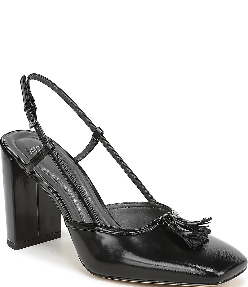 Sarto by Franco Sarto Flexa Gaila Leather Tassel Square Toe Slingback Pumps