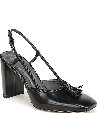 Sarto by Franco Sarto Flexa Gaila Leather Tassel Square Toe Slingback Pumps