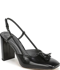 Sarto by Franco Sarto Flexa Gaila Leather Tassel Square Toe Slingback Pumps