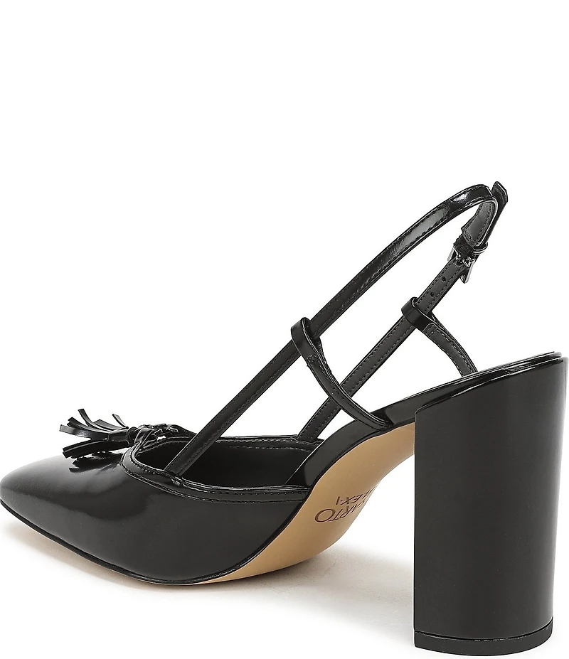 Sarto by Franco Sarto Flexa Gaila Leather Tassel Square Toe Slingback Pumps
