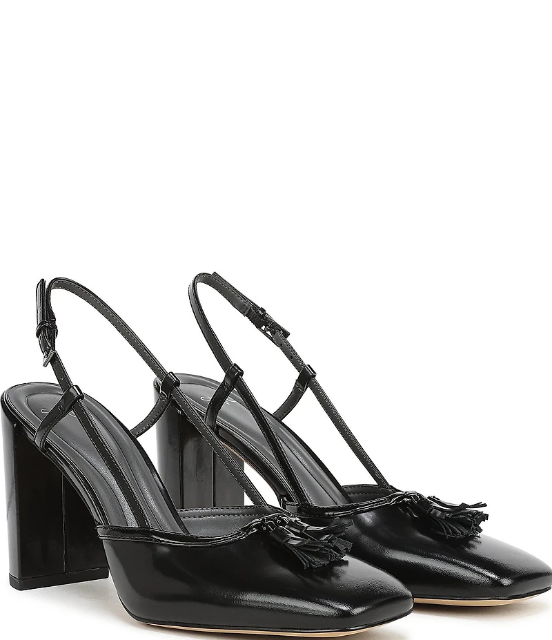 Sarto by Franco Sarto Flexa Gaila Leather Tassel Square Toe Slingback Pumps