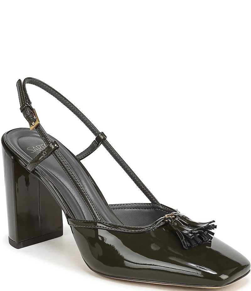Sarto by Franco Sarto Flexa Gaila Patent Tassel Square Toe Slingback Pumps