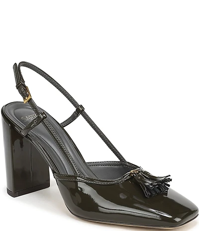 Sarto by Franco Sarto Flexa Gaila Patent Tassel Square Toe Slingback Pumps