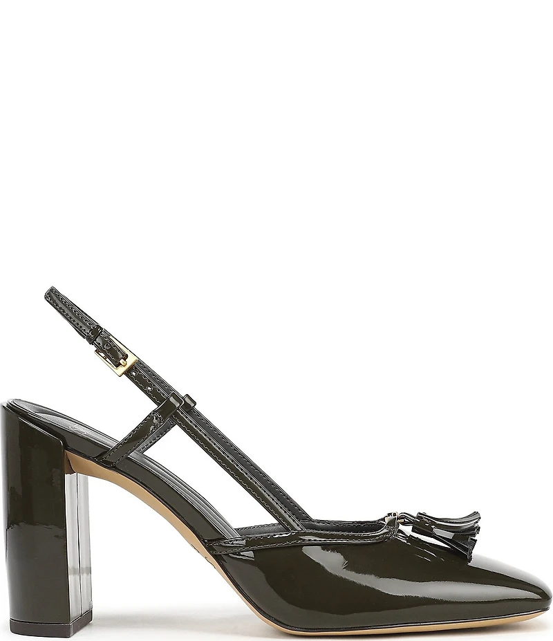 Sarto by Franco Sarto Flexa Gaila Patent Tassel Square Toe Slingback Pumps