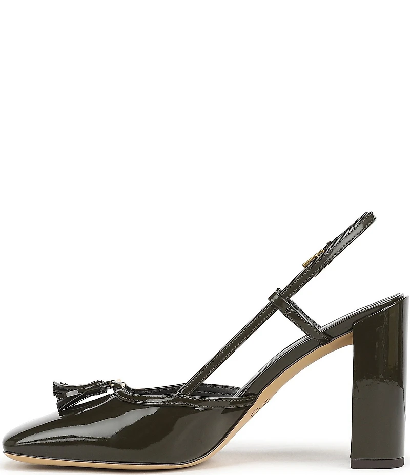 Sarto by Franco Sarto Flexa Gaila Patent Tassel Square Toe Slingback Pumps