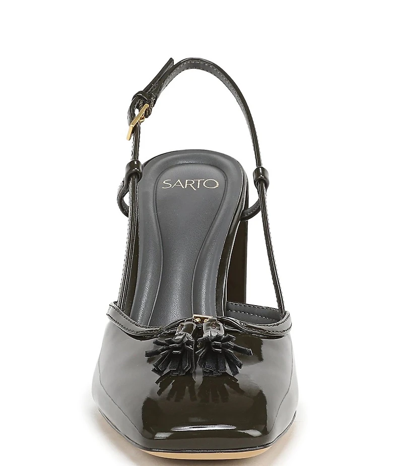 Sarto by Franco Sarto Flexa Gaila Patent Tassel Square Toe Slingback Pumps
