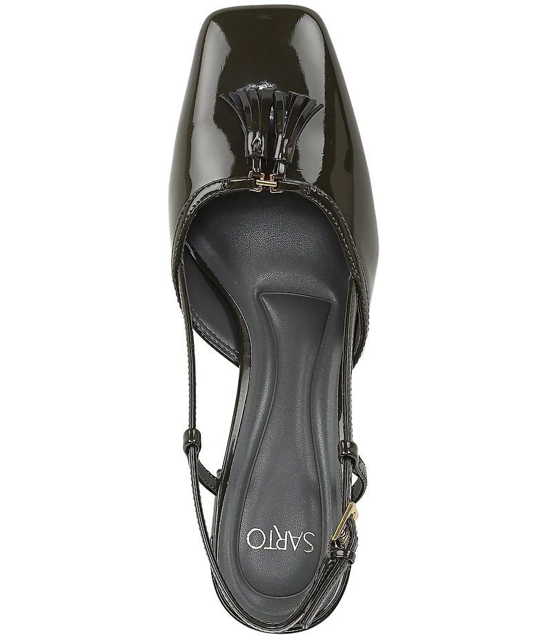 Sarto by Franco Sarto Flexa Gaila Patent Tassel Square Toe Slingback Pumps