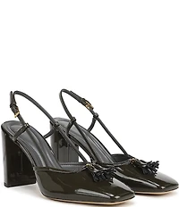 Sarto by Franco Sarto Flexa Gaila Patent Tassel Square Toe Slingback Pumps