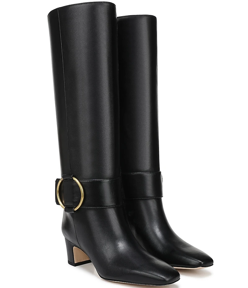 Sarto by Franco Sarto Flexa Solene Leather O-Ring Hardware Square Toe Tall Boots