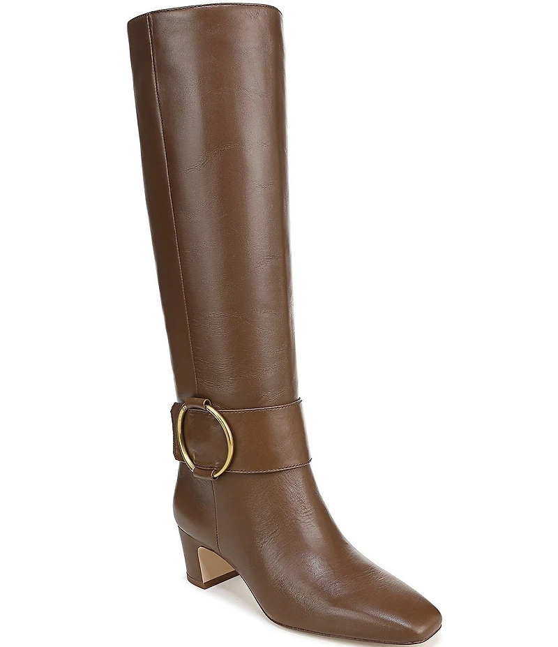 Sarto by Franco Sarto Flexa Solene Leather O-Ring Hardware Square Toe Tall Boots