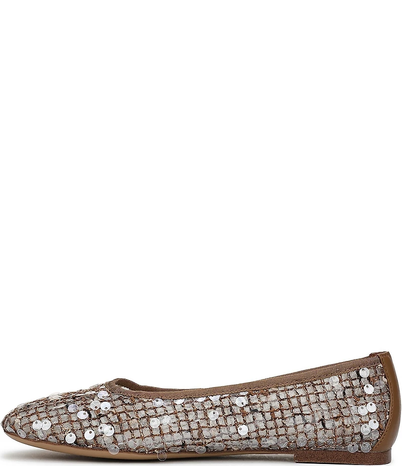 Sarto by Franco Sarto Flexa Winley Woven Raffia Sequin Embellished Square Toe Flats