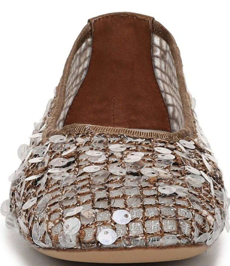 Sarto by Franco Sarto Flexa Winley Woven Raffia Sequin Embellished Square Toe Flats