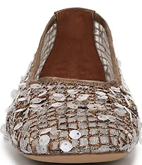 Sarto by Franco Sarto Flexa Winley Woven Raffia Sequin Embellished Square Toe Flats