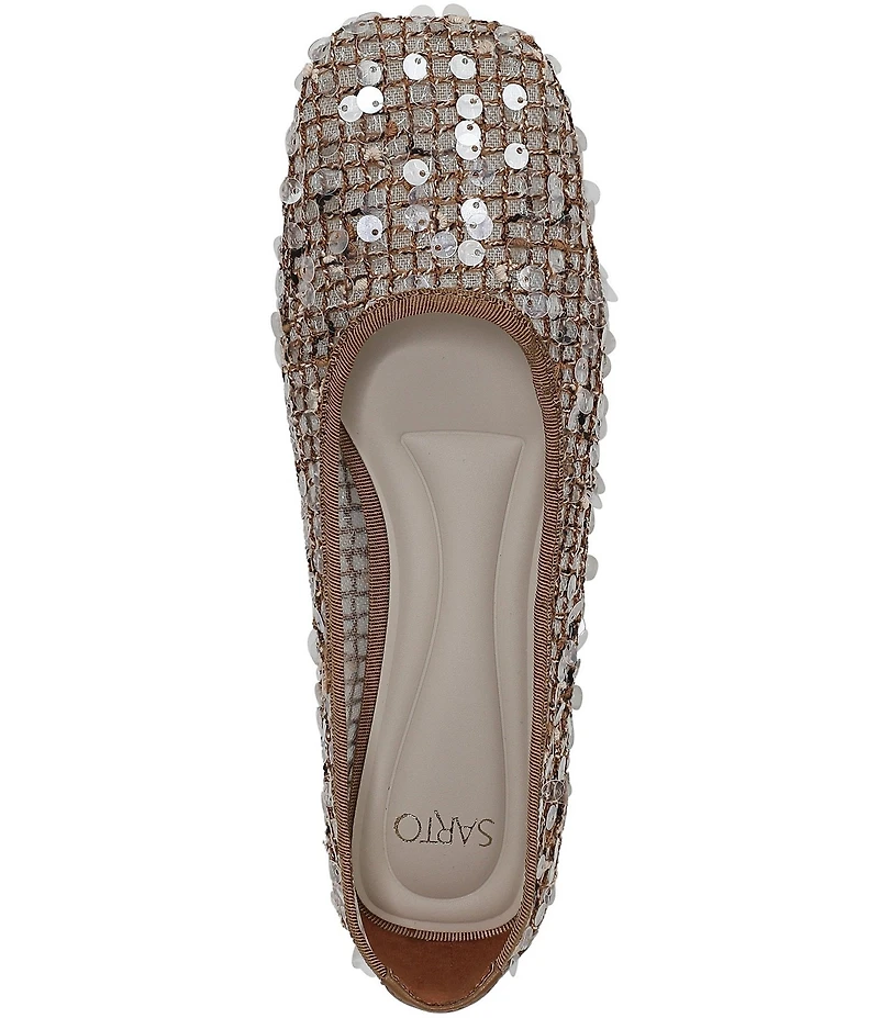 Sarto by Franco Sarto Flexa Winley Woven Raffia Sequin Embellished Square Toe Flats