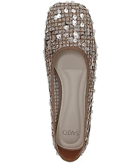 Sarto by Franco Sarto Flexa Winley Woven Raffia Sequin Embellished Square Toe Flats