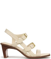 Sarto by Franco Sarto Frances Leather Triple Buckle Block Heel Sandals