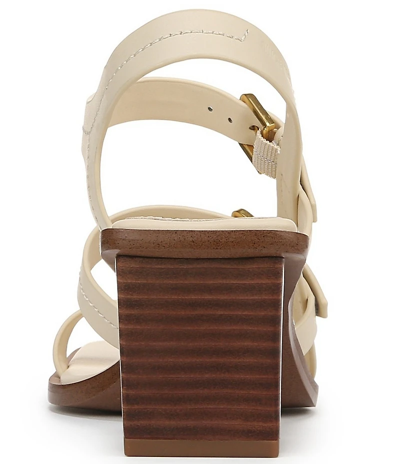 Sarto by Franco Sarto Frances Leather Triple Buckle Block Heel Sandals