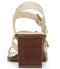 Sarto by Franco Sarto Frances Leather Triple Buckle Block Heel Sandals