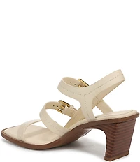Sarto by Franco Sarto Frances Leather Triple Buckle Block Heel Sandals