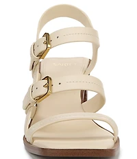 Sarto by Franco Sarto Frances Leather Triple Buckle Block Heel Sandals