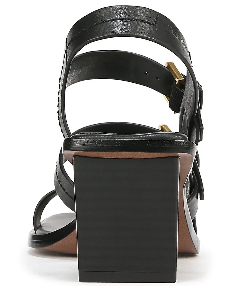 Sarto by Franco Sarto Frances Leather Triple Buckle Block Heel Sandals