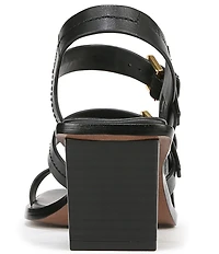 Sarto by Franco Sarto Frances Leather Triple Buckle Block Heel Sandals