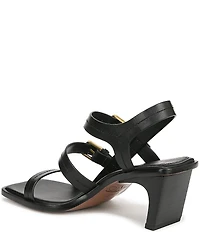 Sarto by Franco Sarto Frances Leather Triple Buckle Block Heel Sandals