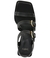 Sarto by Franco Sarto Frances Leather Triple Buckle Block Heel Sandals