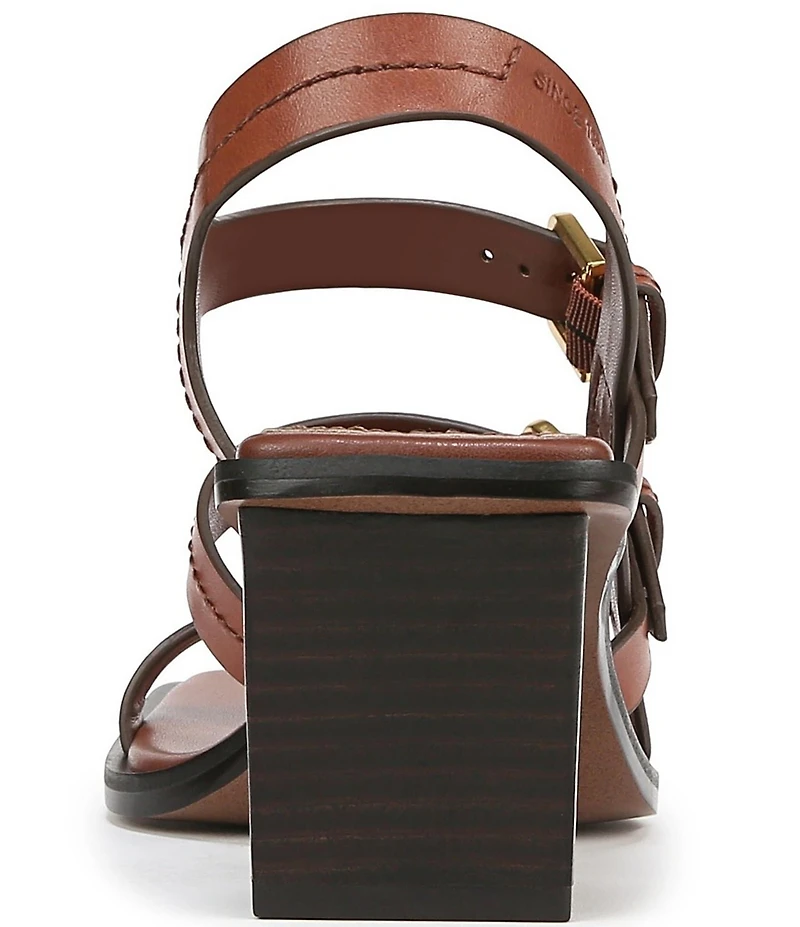 Sarto by Franco Sarto Frances Leather Triple Buckle Block Heel Sandals
