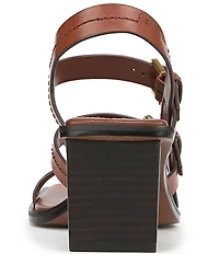 Sarto by Franco Sarto Frances Leather Triple Buckle Block Heel Sandals