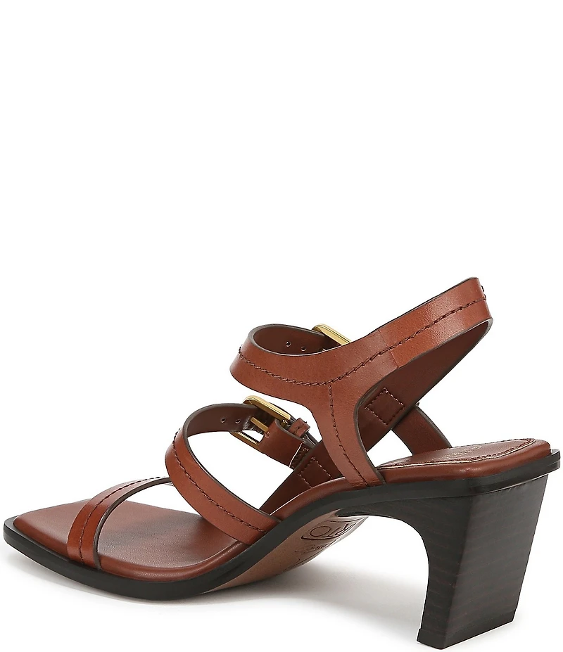Sarto by Franco Sarto Frances Leather Triple Buckle Block Heel Sandals