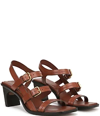 Sarto by Franco Sarto Frances Leather Triple Buckle Block Heel Sandals