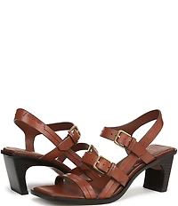 Sarto by Franco Sarto Frances Leather Triple Buckle Block Heel Sandals