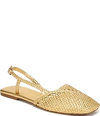 Sarto by Franco Sarto Ilona Woven Leather Square Toe Slingback Flats