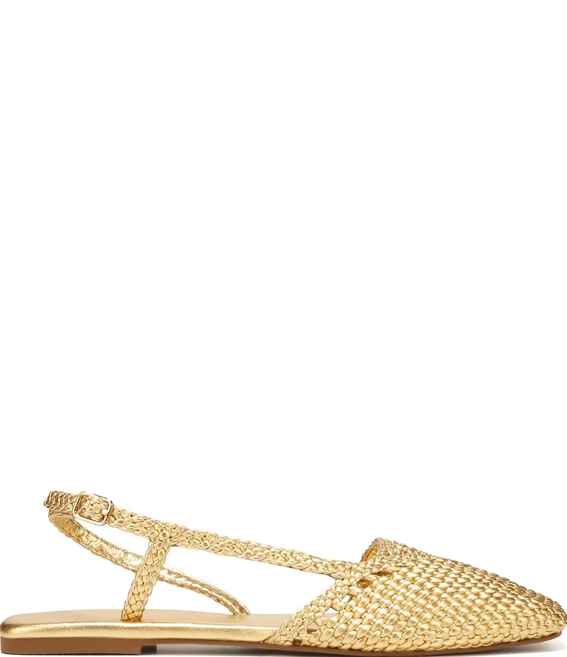 Sarto by Franco Sarto Ilona Woven Leather Square Toe Slingback Flats