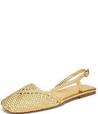 Sarto by Franco Sarto Ilona Woven Leather Square Toe Slingback Flats