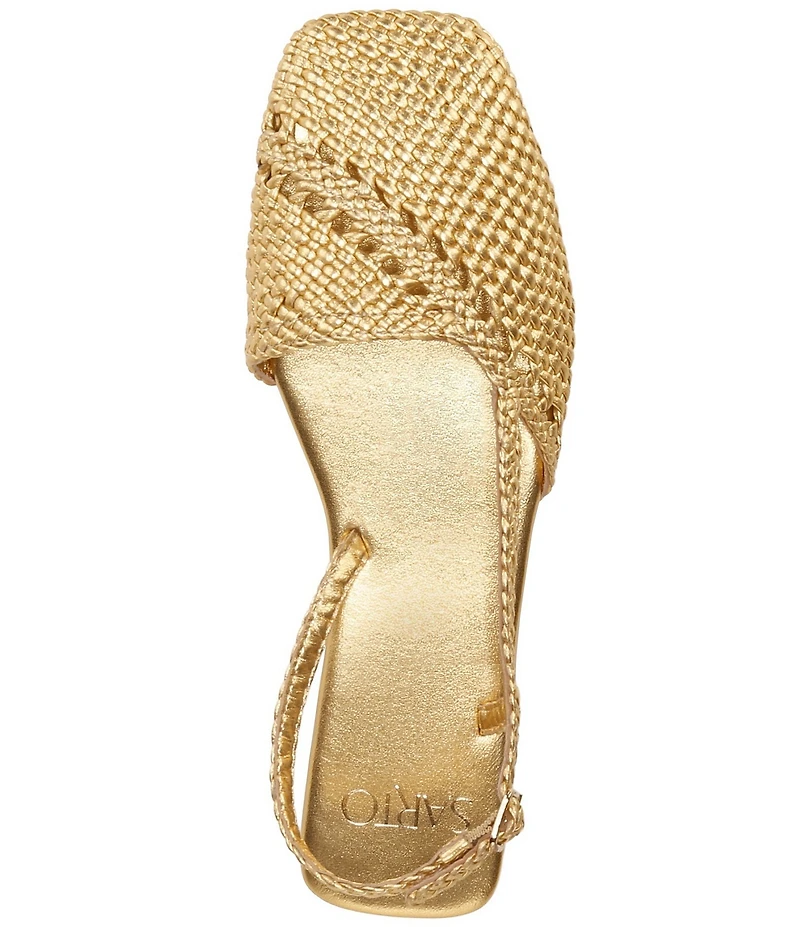 Sarto by Franco Sarto Ilona Woven Leather Square Toe Slingback Flats