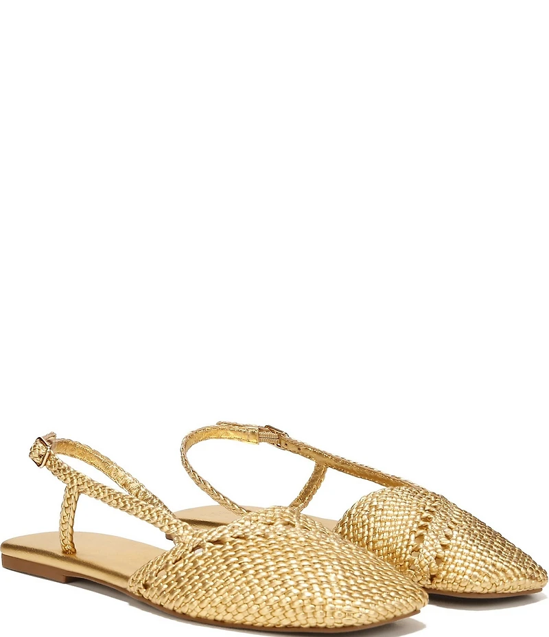 Sarto by Franco Sarto Ilona Woven Leather Square Toe Slingback Flats